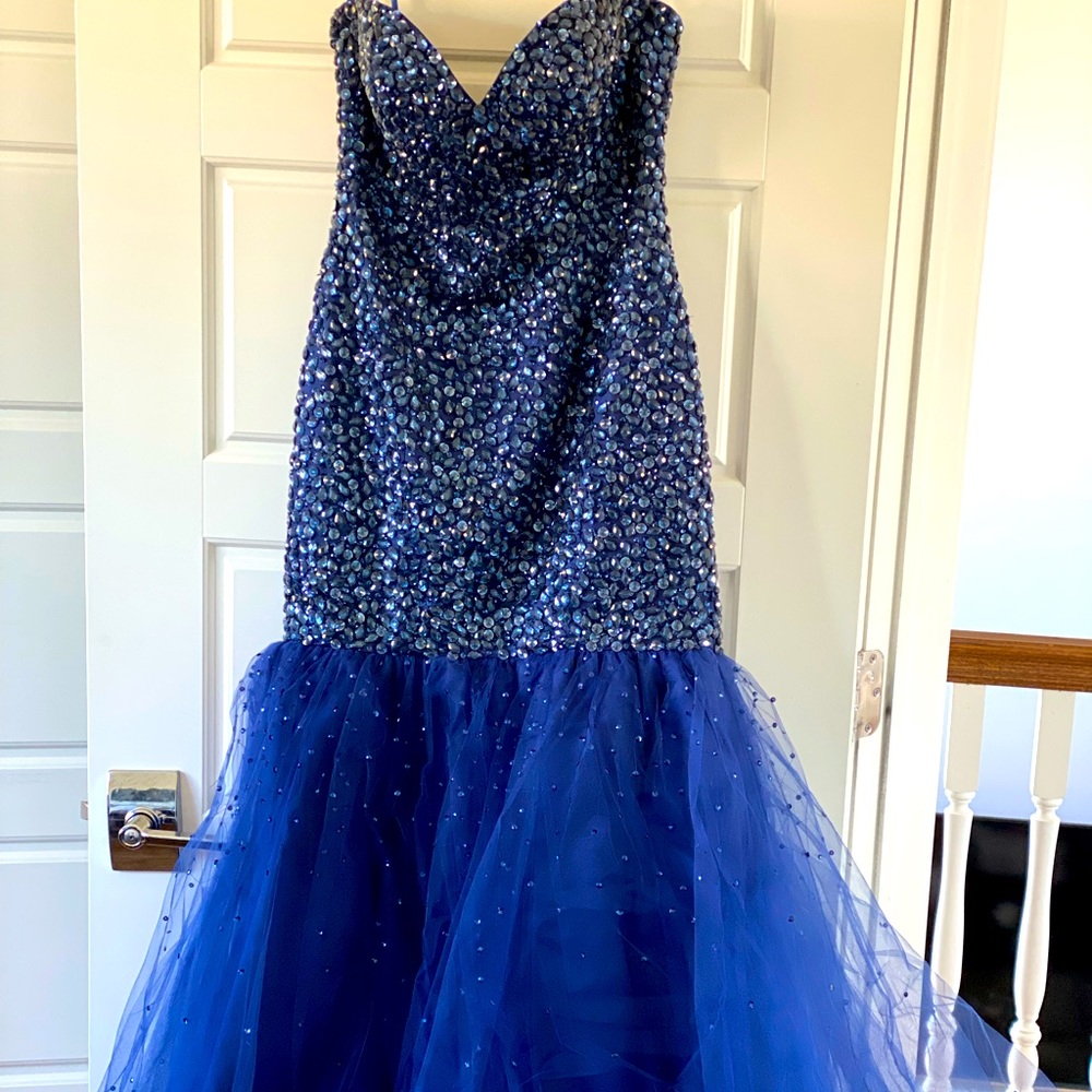 Jovani Navy Blue Sequin Dress Size 6